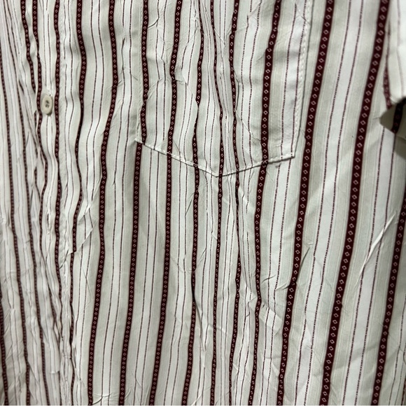 Point Zero Red and White Striped Short Sleeve Textured Button Down - Picture 3 of 9